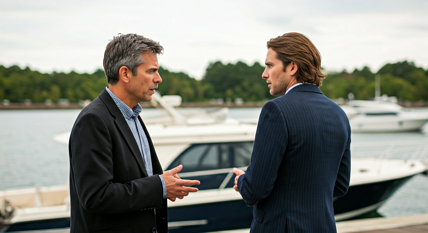 two men in suits talking to each other